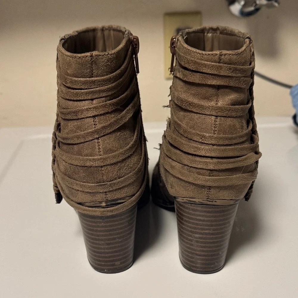 Fergalicious Taupe Ankle Boots with Braided Detail